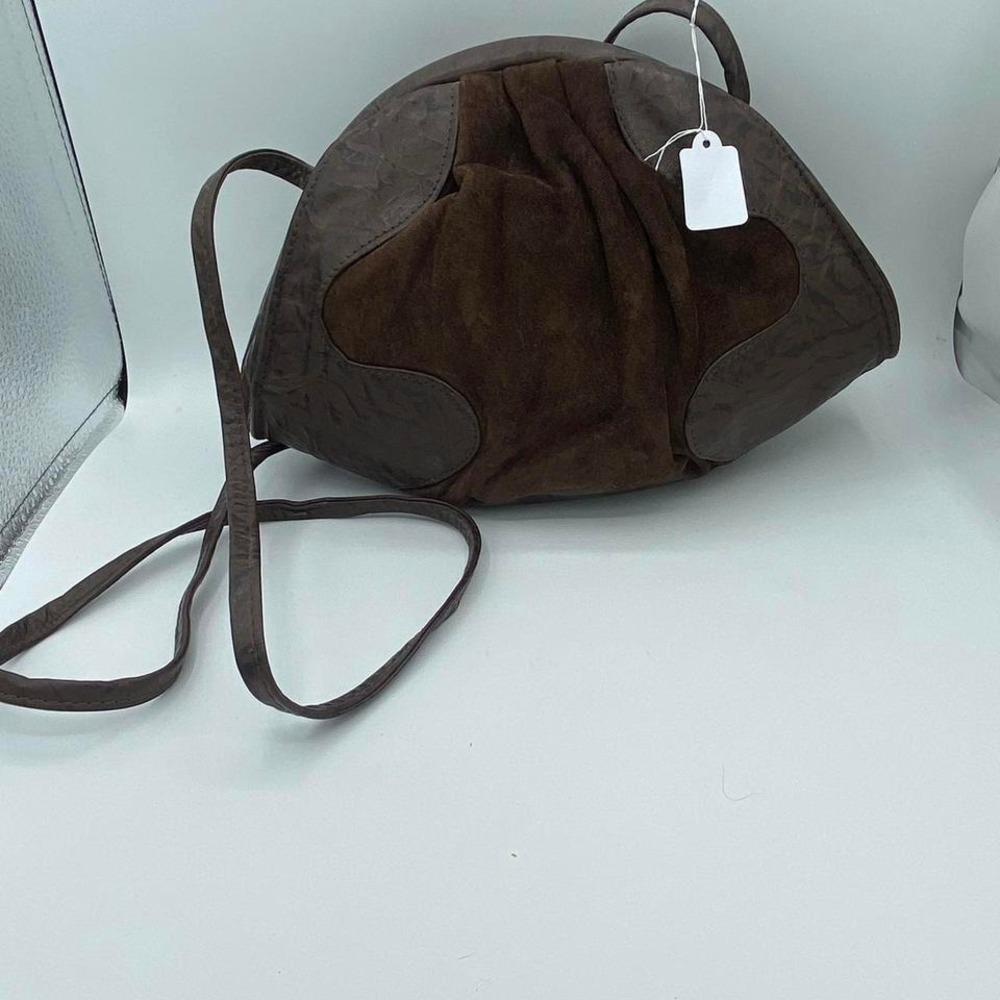 Needs dusting Please check all photos Vintage Brown Faux Leather & Suede bag